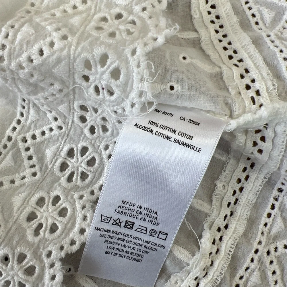 ANTHROPOLOGIE Meadow Rue Embroidered Eyelet Peplum Top Women’s 10 Feminine